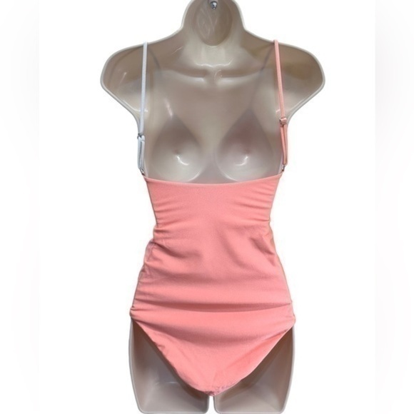 Lovers & Friends one piece swimsuit bikini in shinny metallic peach and white - Picture 4 of 4